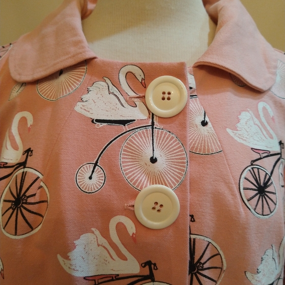 Love Dove by Grace Pink Swing Jacket Size M Swans on Bikes NWT - Picture 2 of 8
